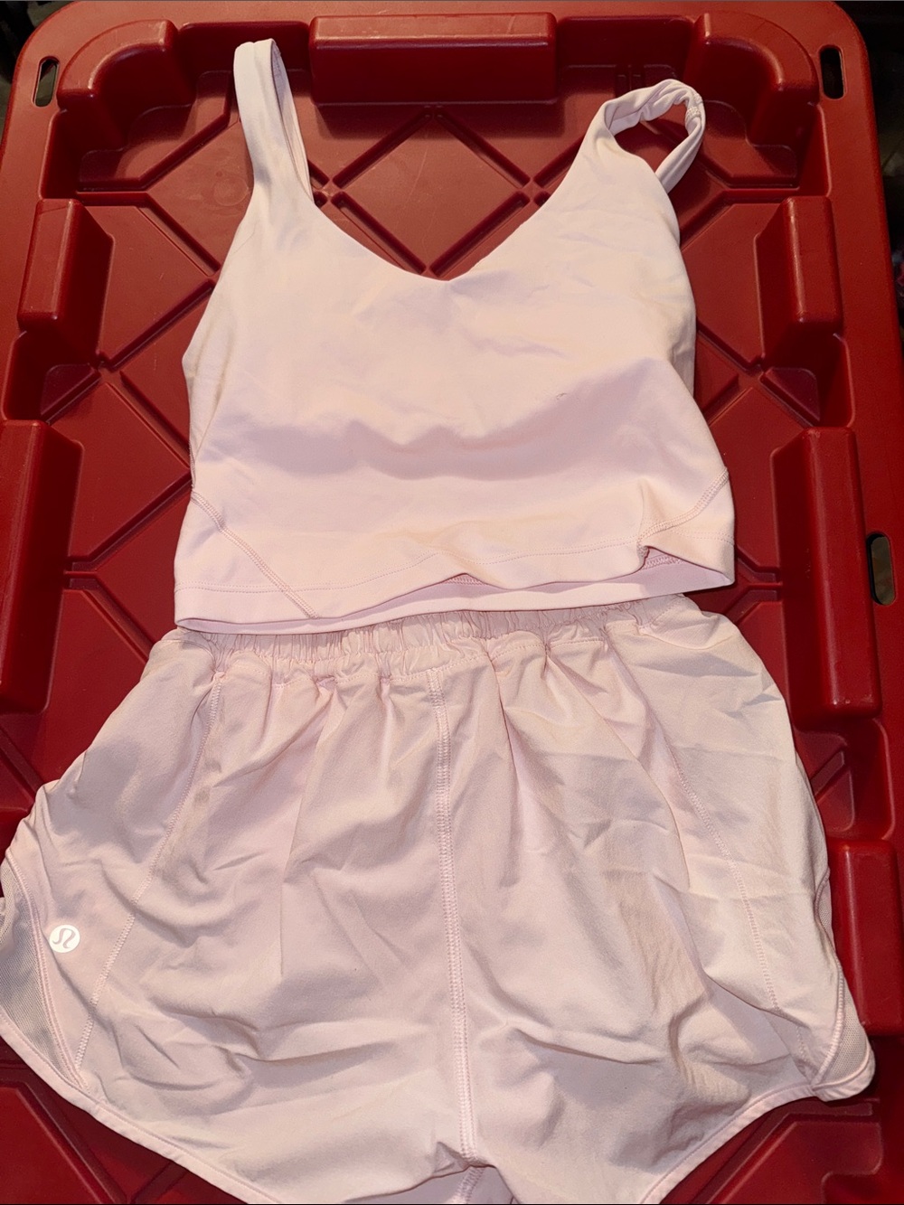 lululemon athletica Pale Pink Sports Bra & Running Shorts Set - Picture 2 of 2
